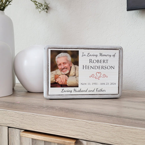 Memorial Stone with Personalized Photo & Text
