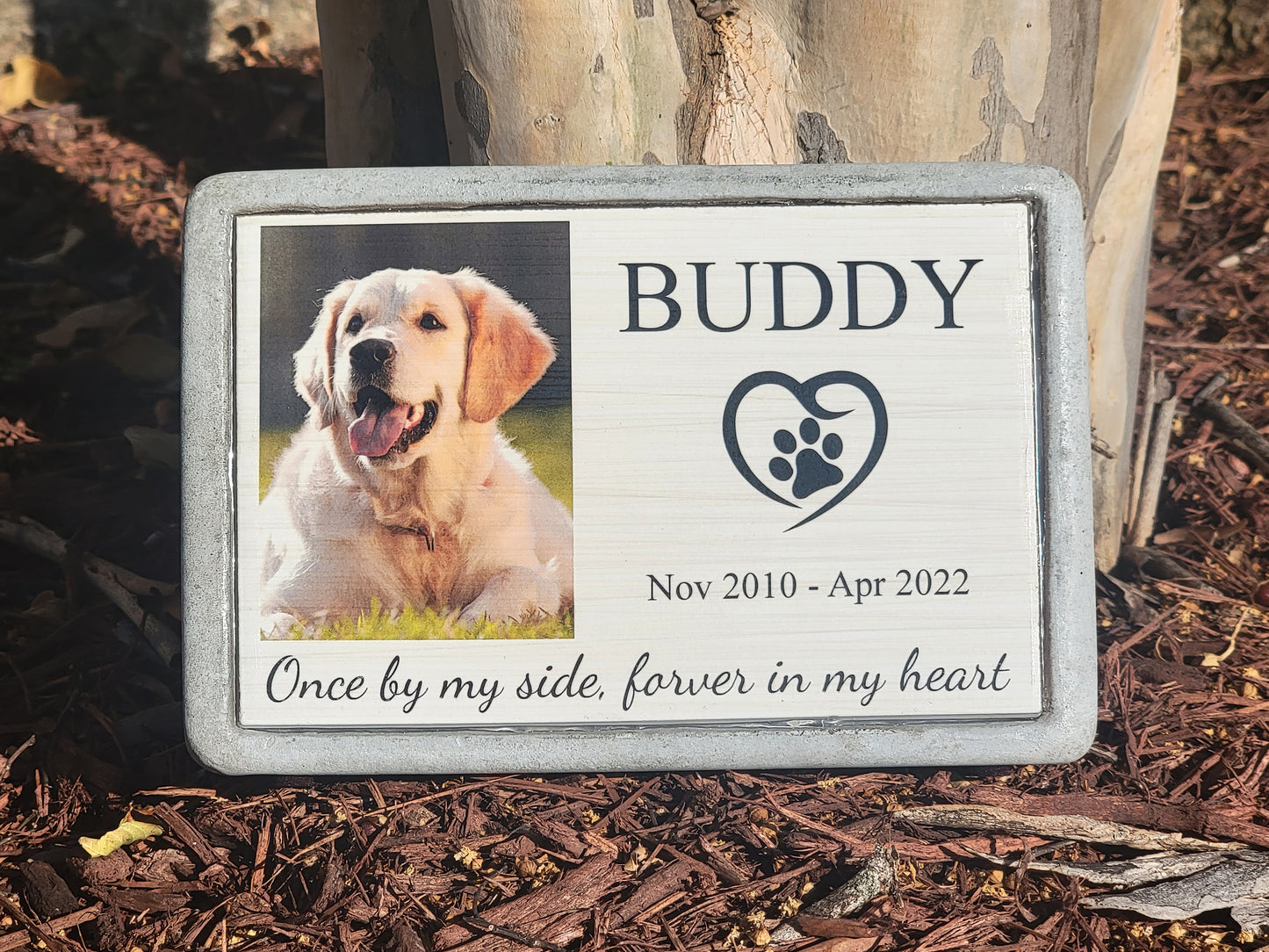 Pet Memorial Stone with Personalized Photo & Text
