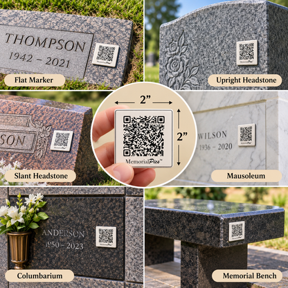 gravestone qr plaque on many types of stones