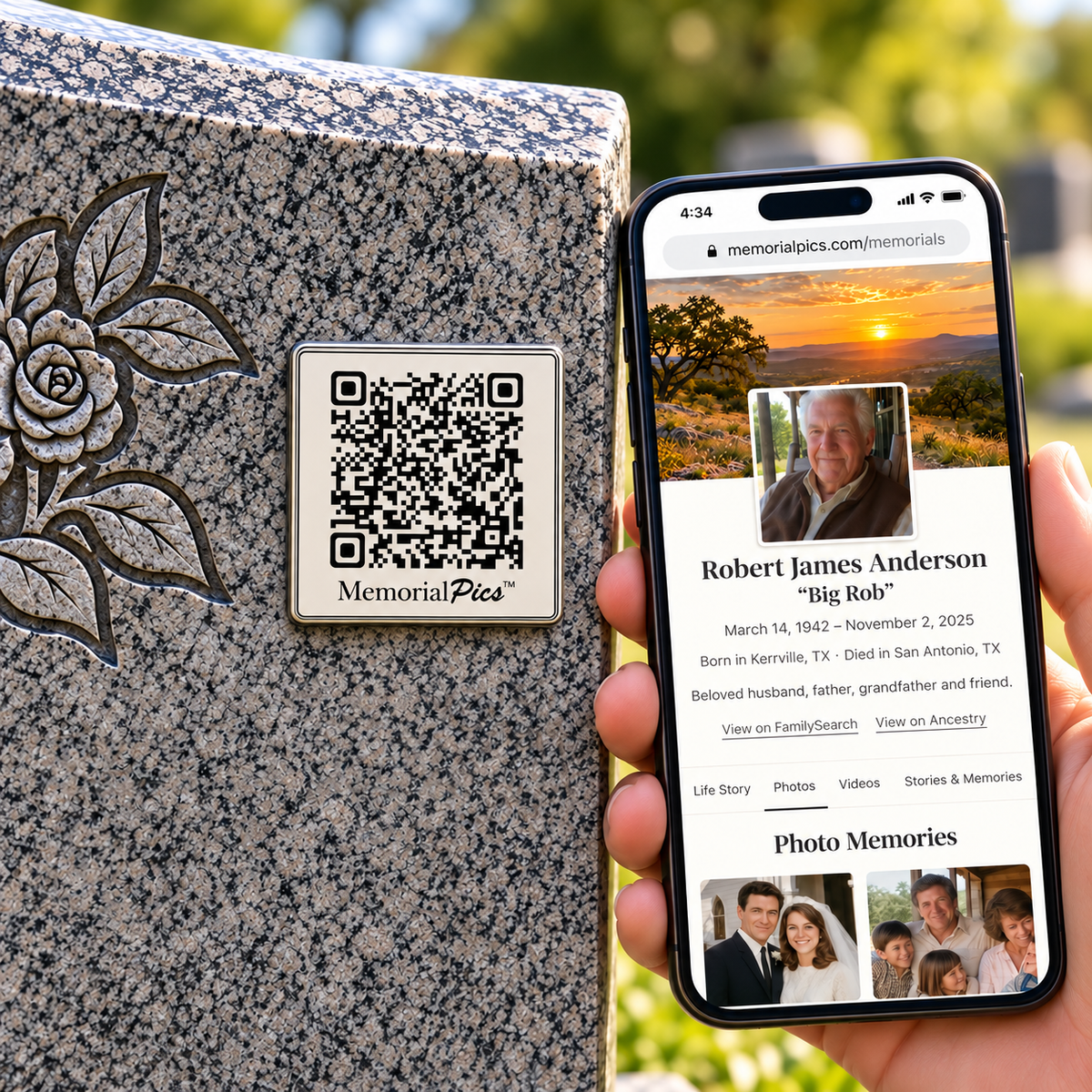 Memorial Website QR Plaque for Headstones