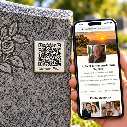 Memorial Website QR Plaque for Headstones