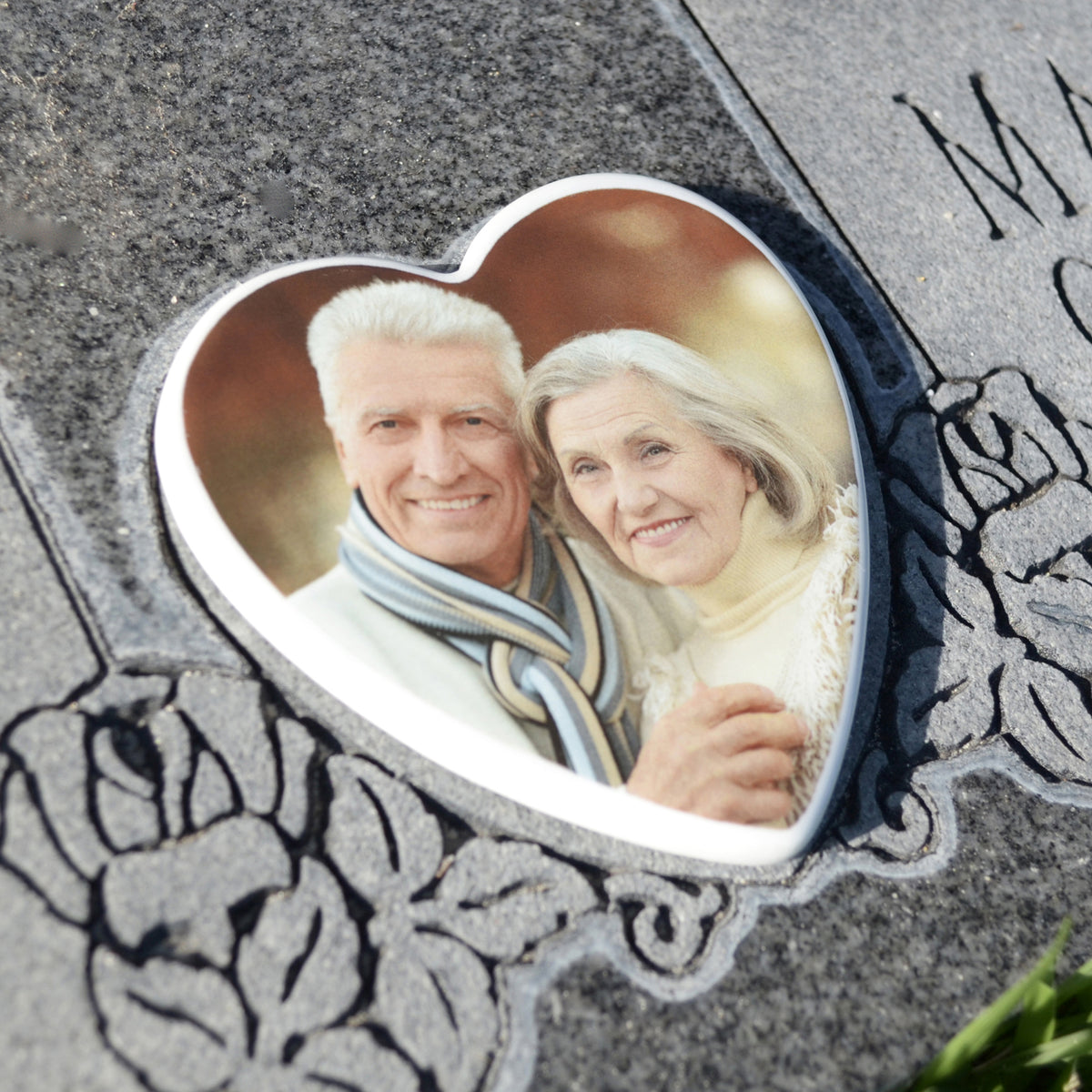 MemorialPics heart-shaped picture for headstones, product example