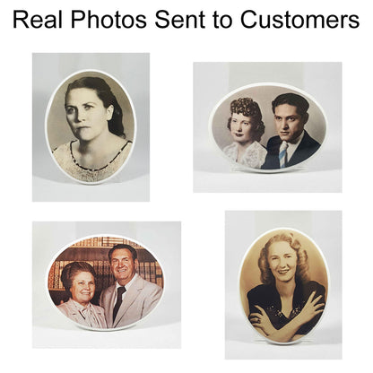 Oval pictures for headstones sent to customers